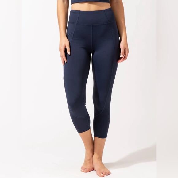 Threads 4 thought reactive Rita Pocket High Rise crop navy leggings, small - Picture 1 of 10